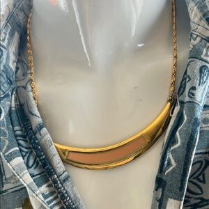 Elegant Gold Necklace with Crescent Pendant